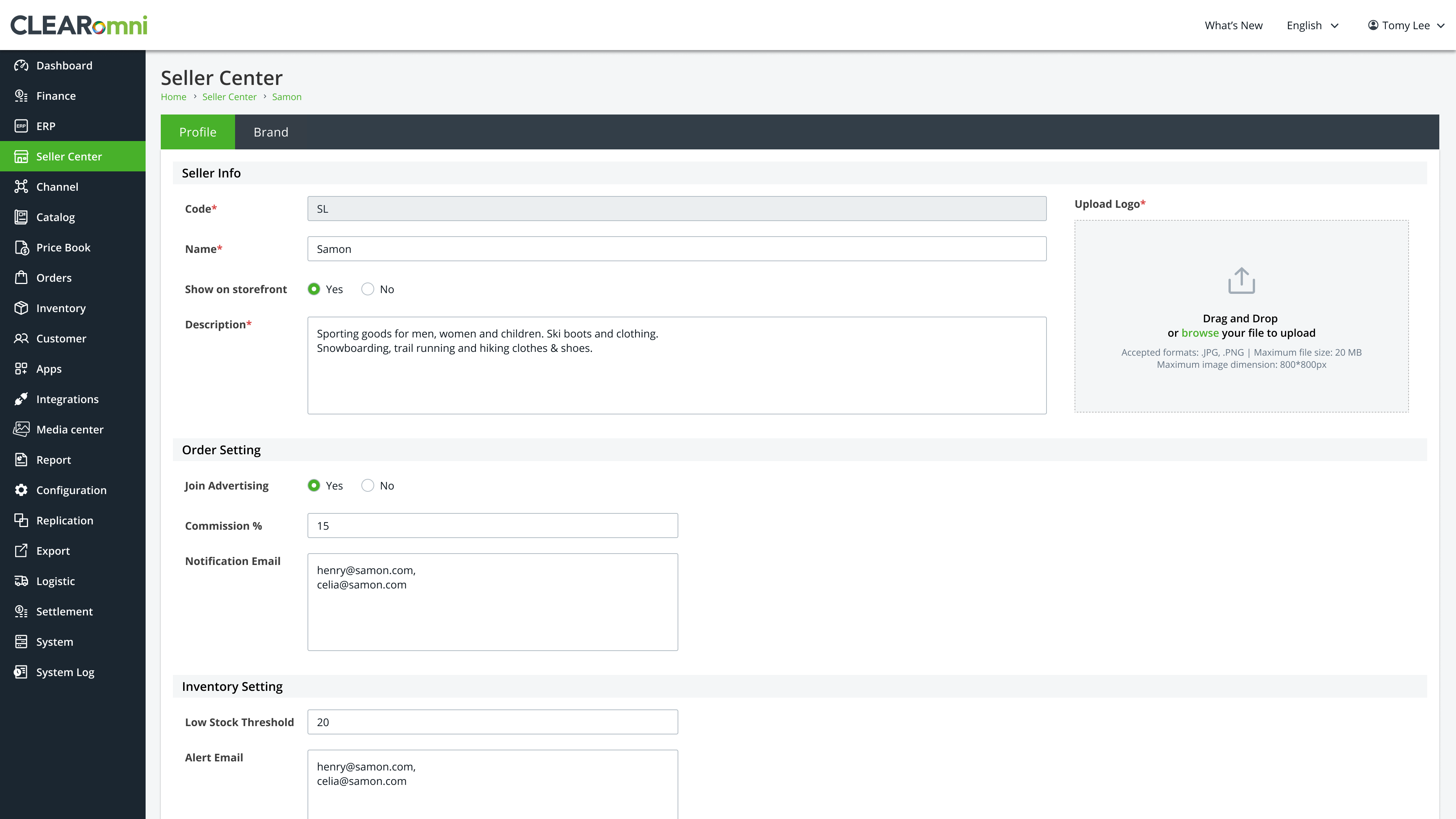 CLEARomni Marketplace dashboard